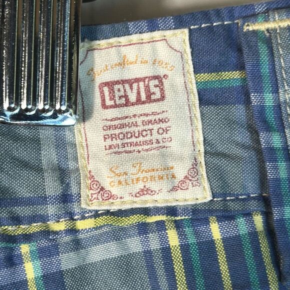 LEVI’S Shorts Womens 14 Blue Green Chino Shorts Bermuda Plaid - Picture 4 of 10